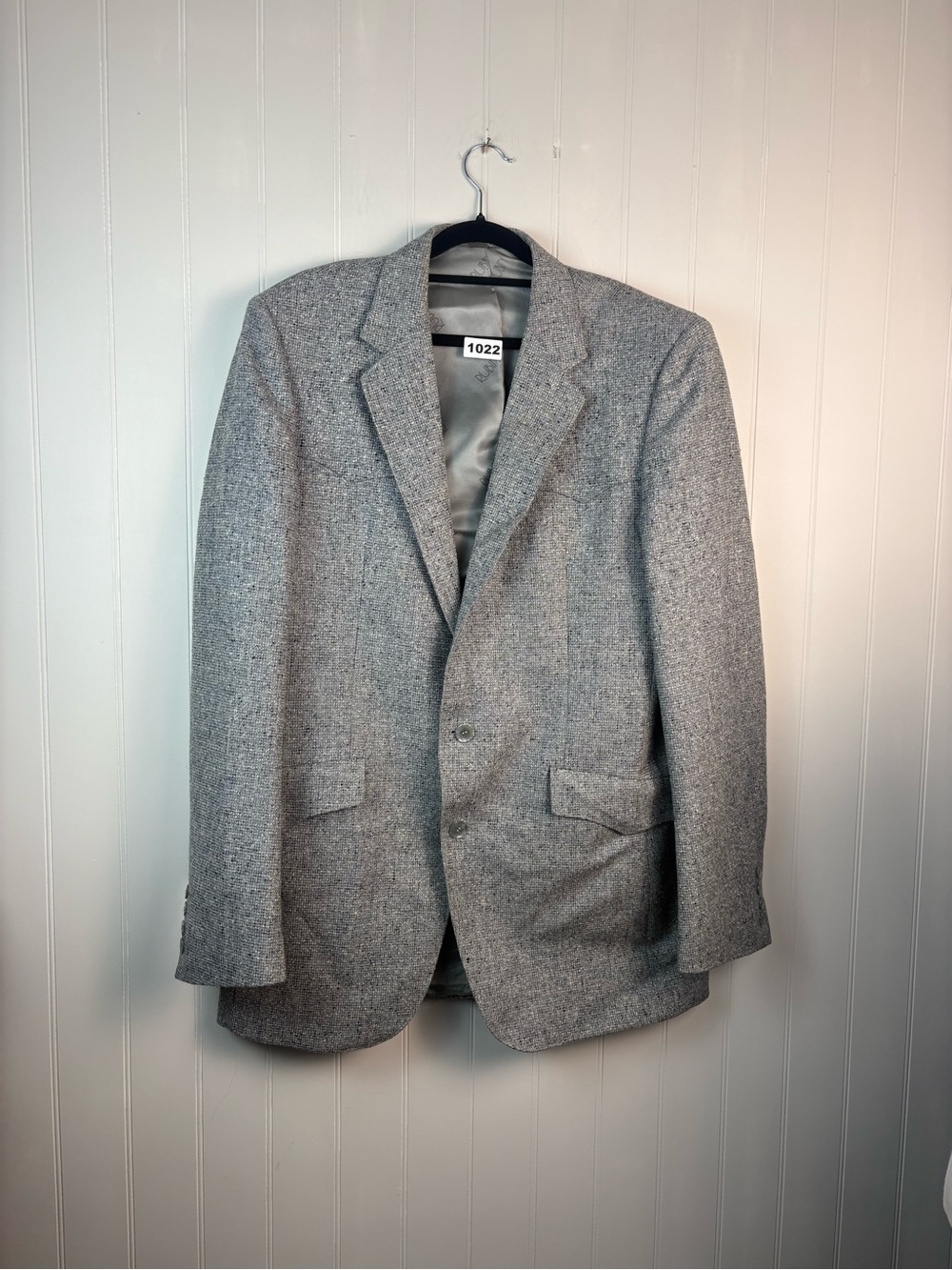 Vintage Rubin Wool Blazer Grey Textured Classic Tailored Minimalist 41 L